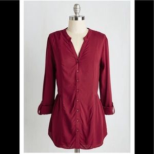 ModCloth Button up Tunic Blouse 1X - Wine